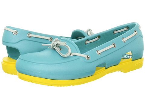 Crocs Beach Line Boat Shoe Aqua Yellow | Shipped Free at Zappos