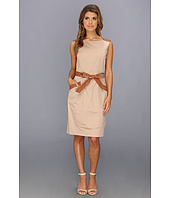 Ellen Tracy  Sleeveless Belted Sheath With Pu Trim  image