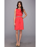Ellen Tracy  Sleeveless Cotton Fit And Flare With Striped Belt  image