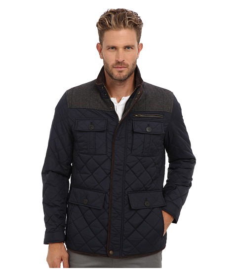 Vince Camuto Quilted Nylon Jacket With Plaid & Corduroy Details 
