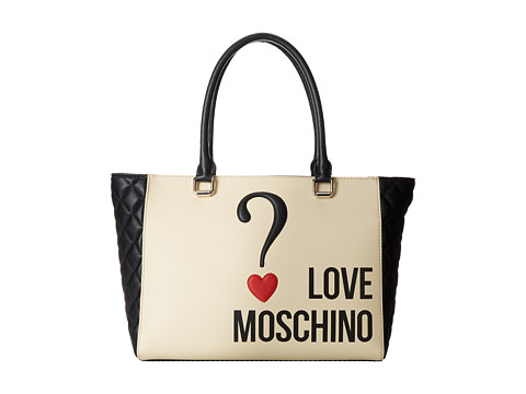 LOVE Moschino Question Mark Bag IvoryBlack - Zappos Free Shipping ...