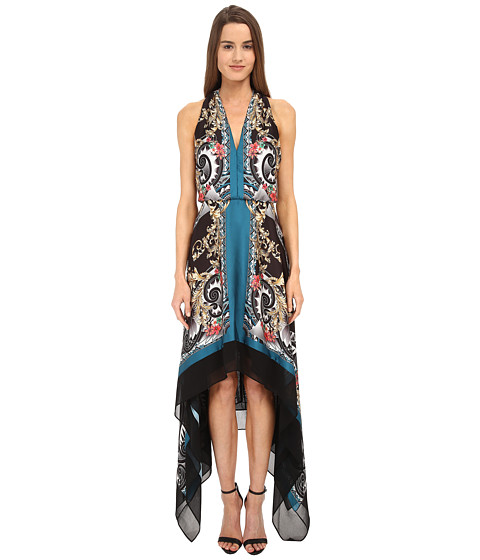 Versace Collection Printed Halter Asymmetrical Hem Gown 