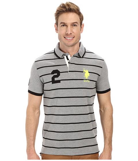 U.S. POLO ASSN. Slim Fit Stripe and Solid Pique Polo 