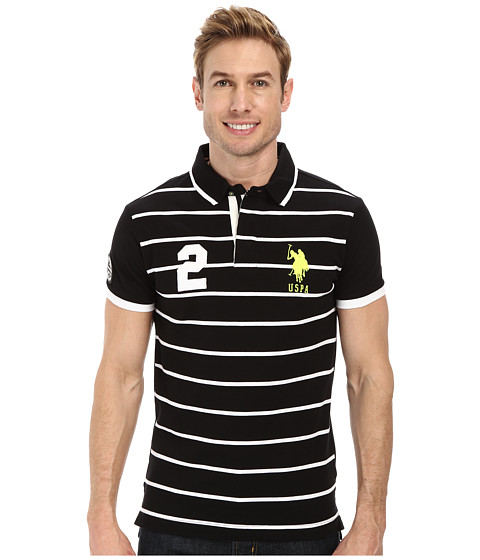 U.S. POLO ASSN. Slim Fit Stripe and Solid Pique Polo 