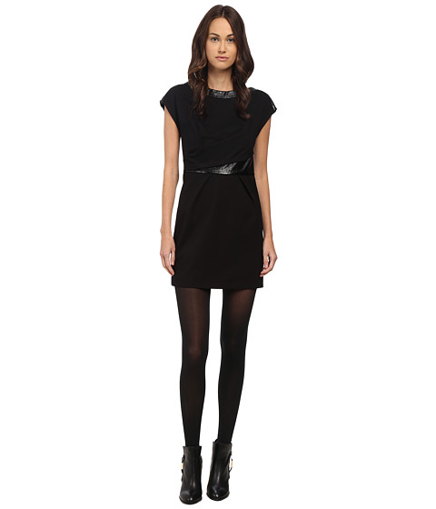 The Kooples Sleeveless Dress with Cracked Vinyl Details 