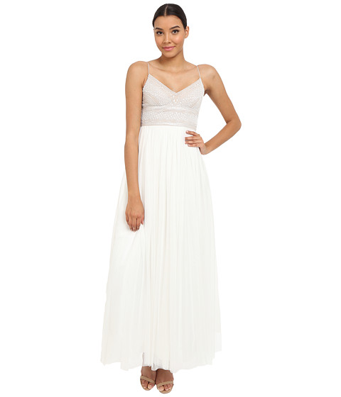 Adrianna Papell Sleeveless Beaded Bodice Tulle Gown 