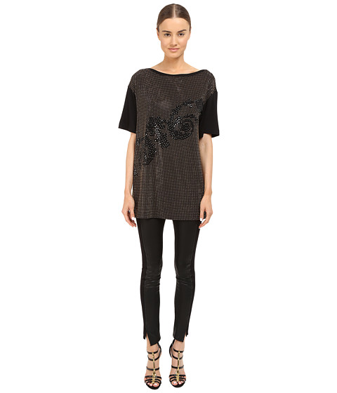 Versace Collection Black and Gold Embellished Jersey Tunic 