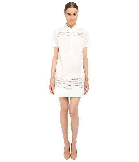 RED VALENTINO Polka Dot Cut Out Embroidery Dress 