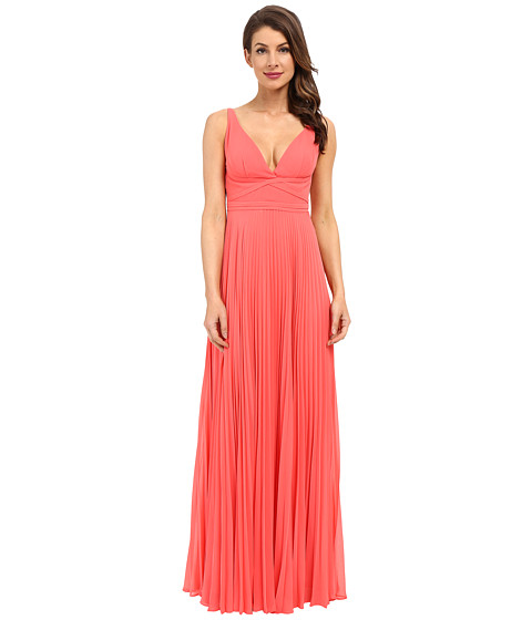Laundry by Shelli Segal Pleated Chiffon Open Back Gown 