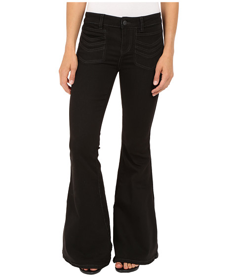 Free People Stella High Rise Flare Jeans in Black 
