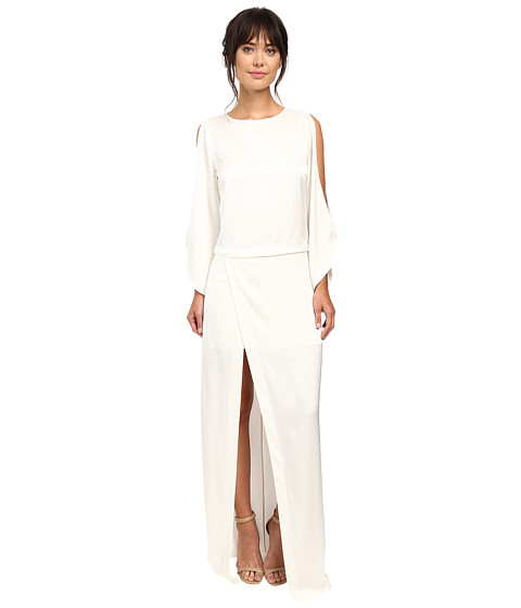 Halston Heritage Boat Neck Gown with High Slit 