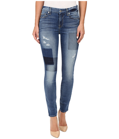 7 For All Mankind Ankle Skinny w/ Clean Patches in Light Patched Denim 