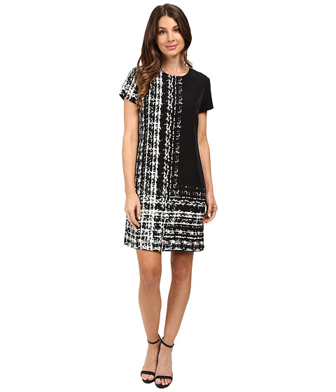 Vince Camuto Cap Sleeve Textural Track Shift Dress 