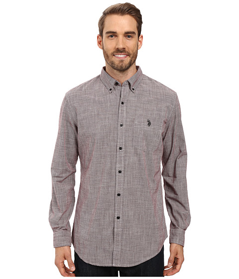 U.S. POLO ASSN. Long Sleeve Classic Fit Hound's-Tooth Button Down Woven Shirt 