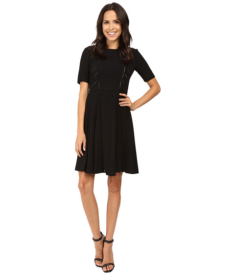 Taylor Ladder Lace Inset Fit-and-Flare Dress !