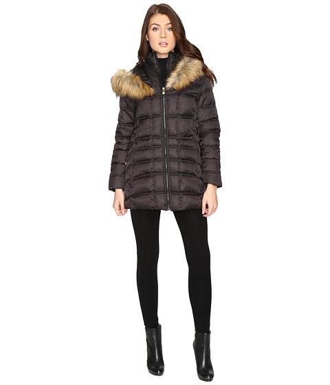 Betsey Johnson Quilted Fur Hooded Coat 