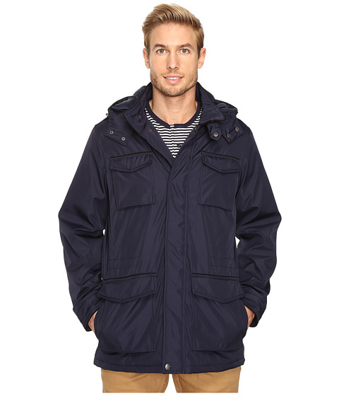 Perry Ellis Poly Zip Front with Snap Placket & Removable Hood 