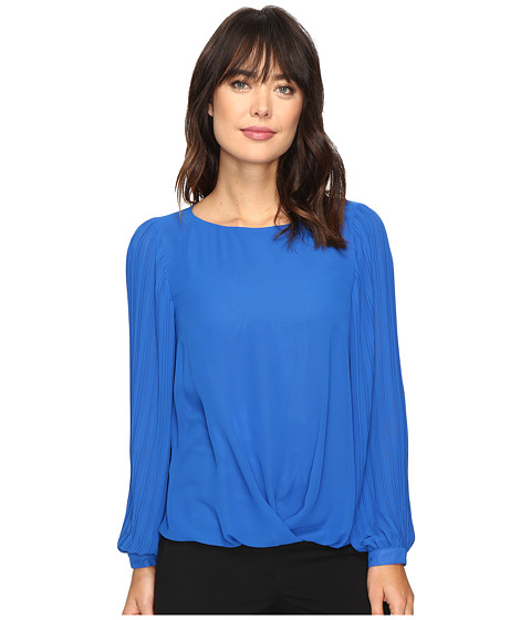 Vince Camuto Pleated Sleeve Fold-Over Blouse 