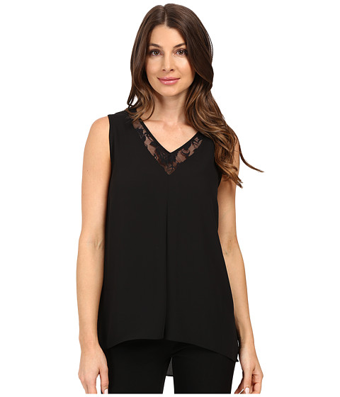 Vince Camuto Sleeveless Lace Front High-Low Hem Blouse 