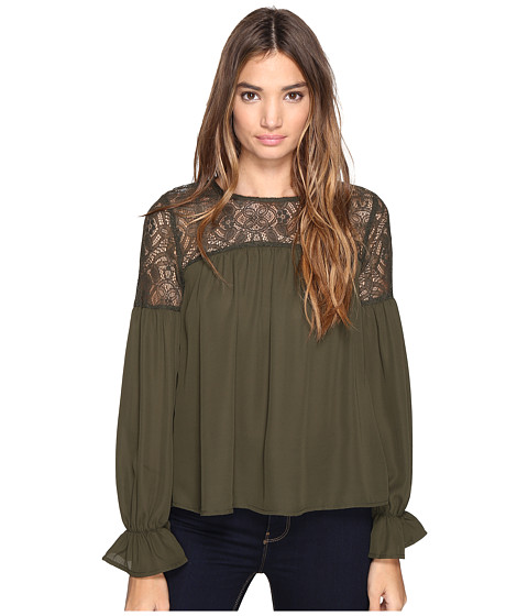 ROMEO & JULIET COUTURE Long Sleeve Solid Lace-Up Top 
