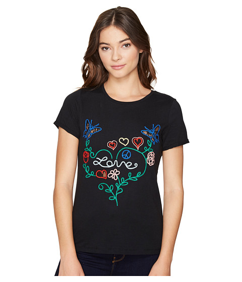 ROMEO & JULIET COUTURE Knitted Multicolor Embroidered Love Top 