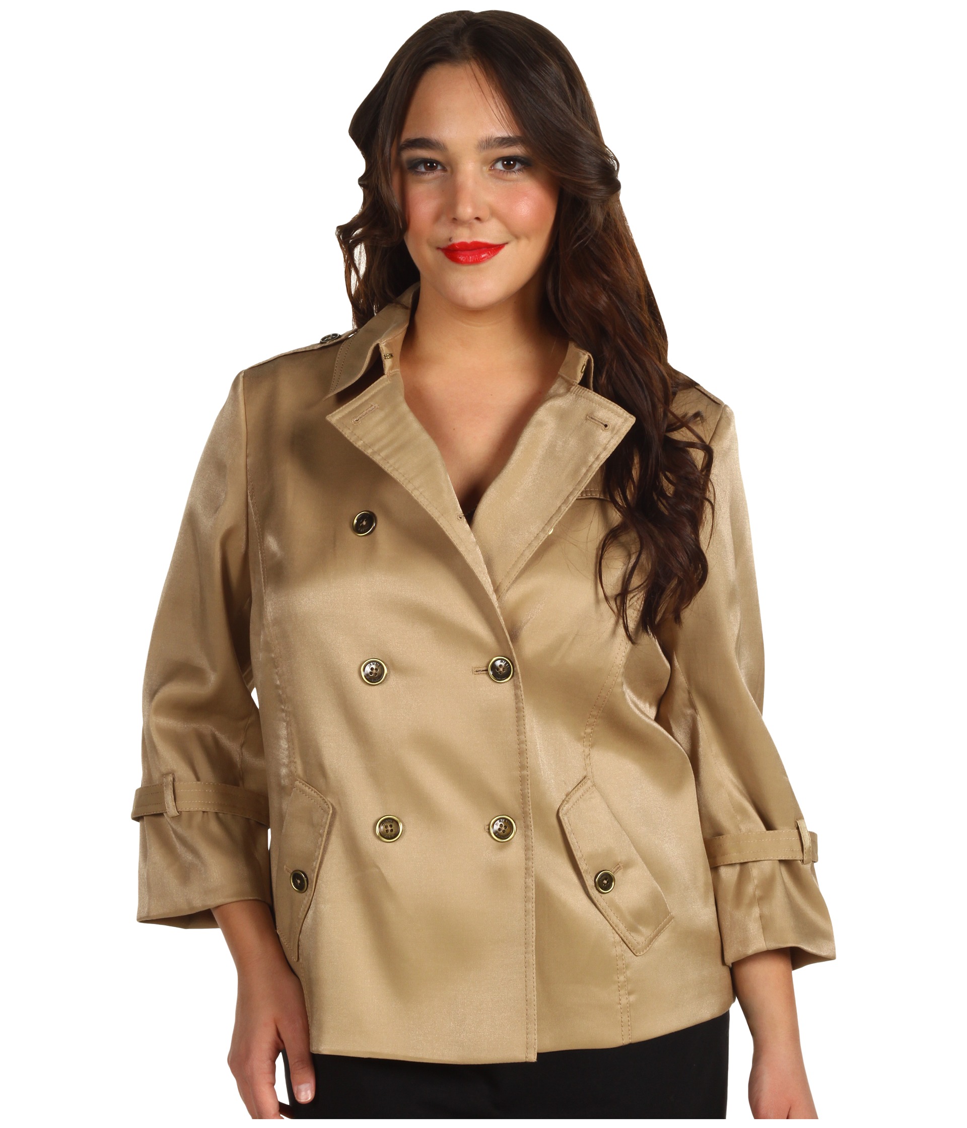 Anne Klein Plus   Plus Size Luster Cropped Trench Coat