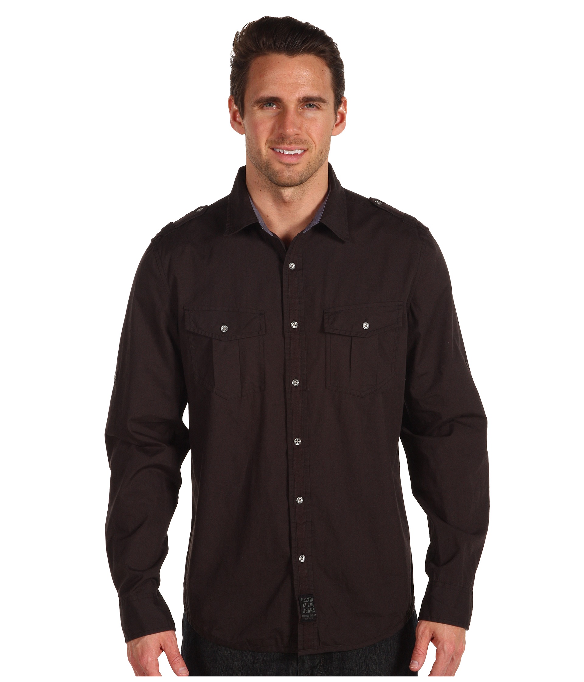 Calvin Klein Jeans Solid Military L/S Military Shirt $31.99 (  