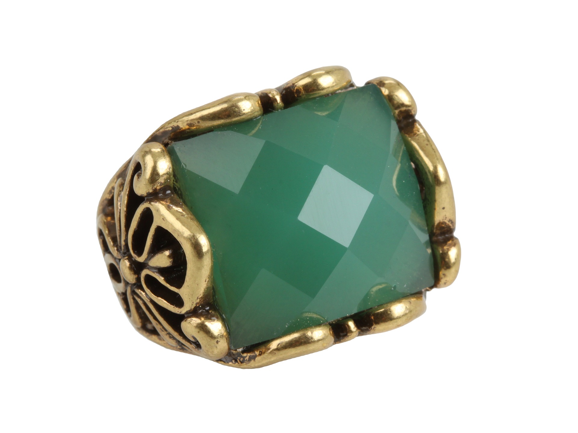 Lucky Brand Large Green Set Stone Ring    BOTH 