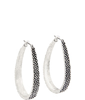 Lucky Brand   Silver Textured Oblong Hoop Earring