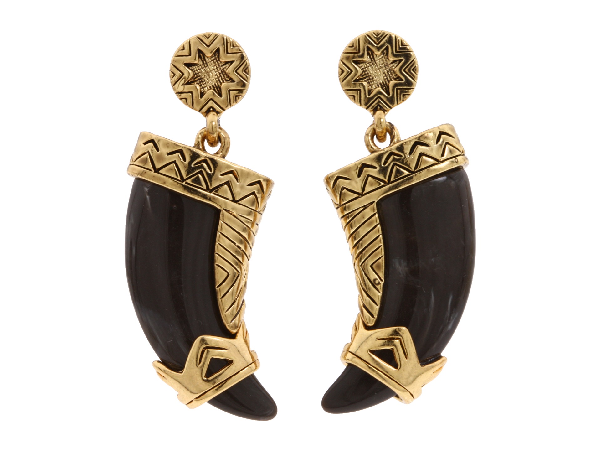 House of Harlow 1960   Tribal Resin Horn Earrings