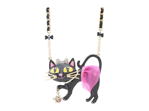 Betsey Johnson Enchanted Forest Cat Tutu Pendant Necklace Pink ...