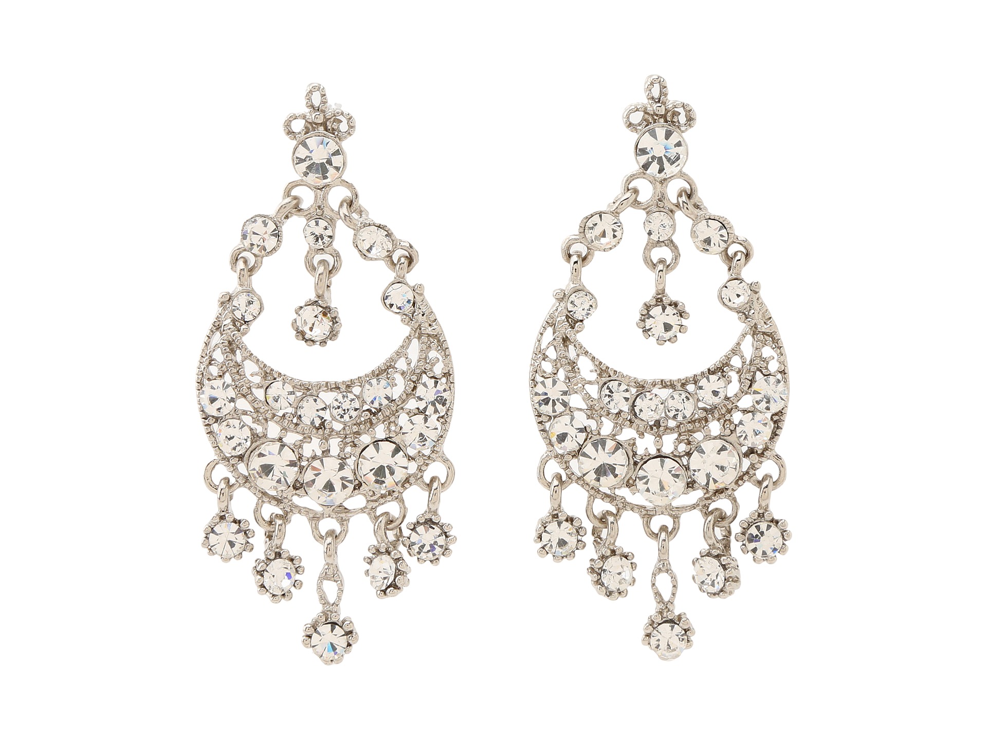 Gypsy Soule Rhinestone Chandelier Earrings Silver, Women