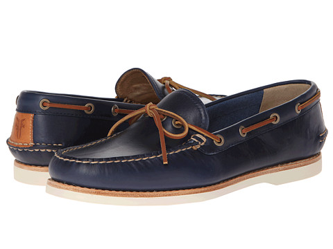 Best review of Frye Sully Tie Navy Smooth Pull Up - Men's Boat Shoes