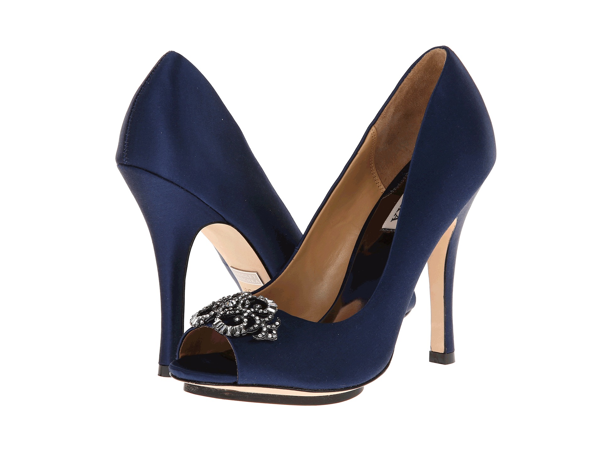 Badgley Mischka Susan Navy Blue Satin