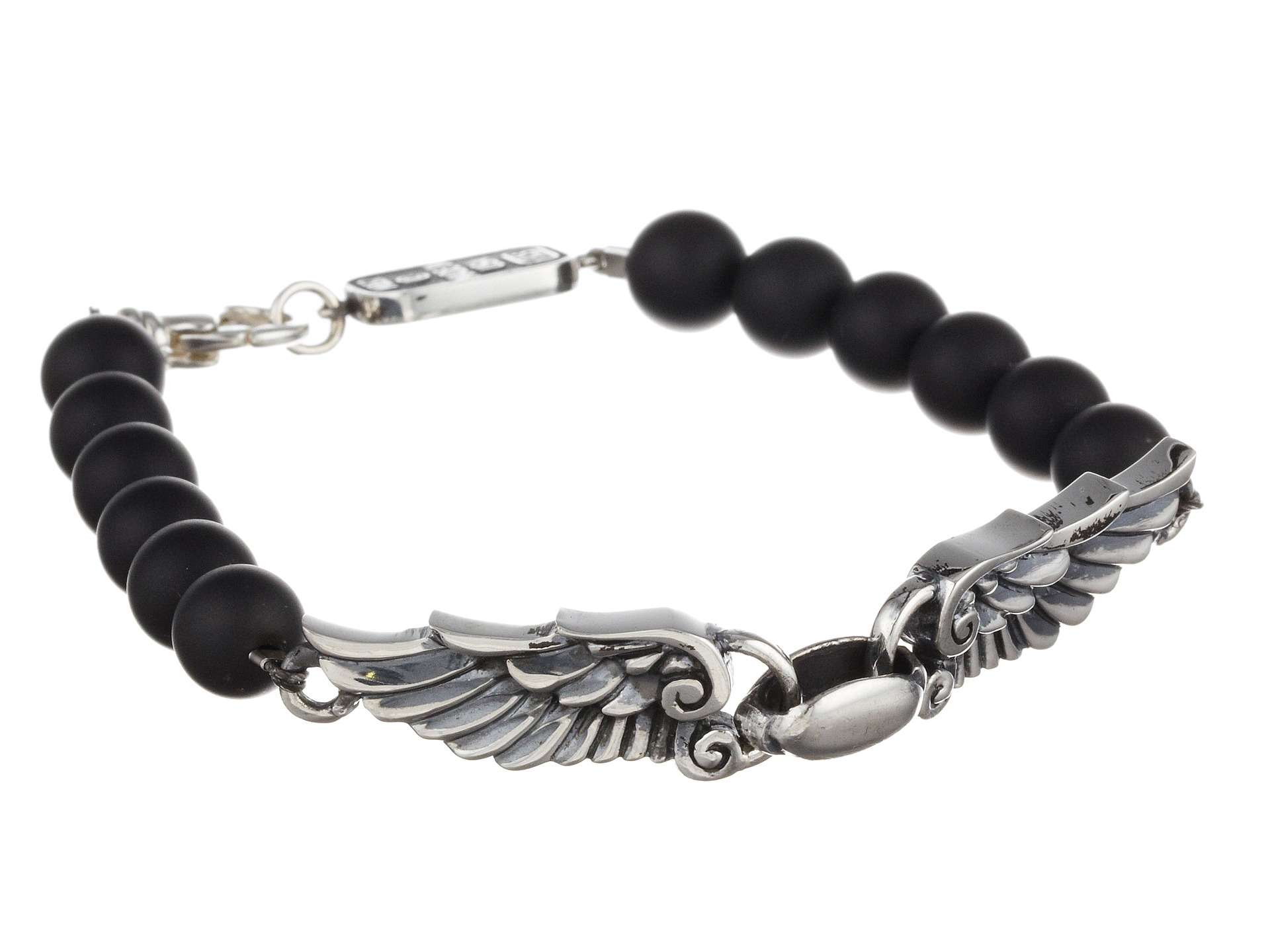 King Baby Studio 8mm Onyx Bead Wingspan Bracelet