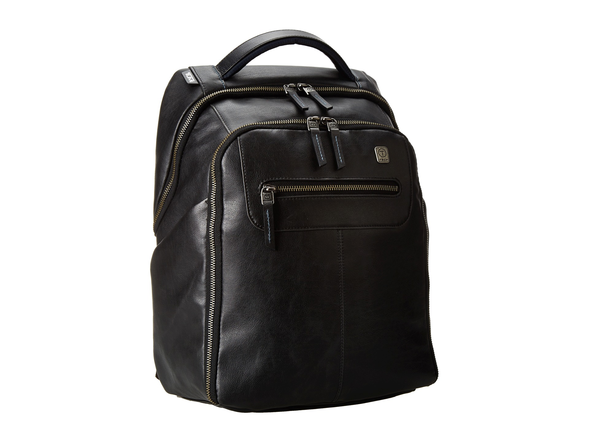 Tumi T Tech Forge Steel City Slim Leather Backpack Black