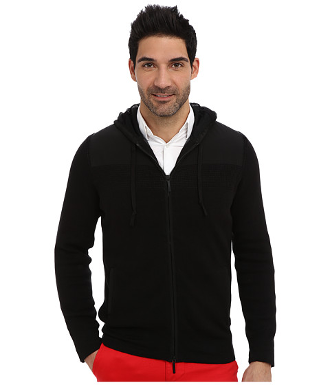 Buy DKNY Jeans L/S Mesh w/ Woven Trim Full-Zip Hooded Sweater Black ...
