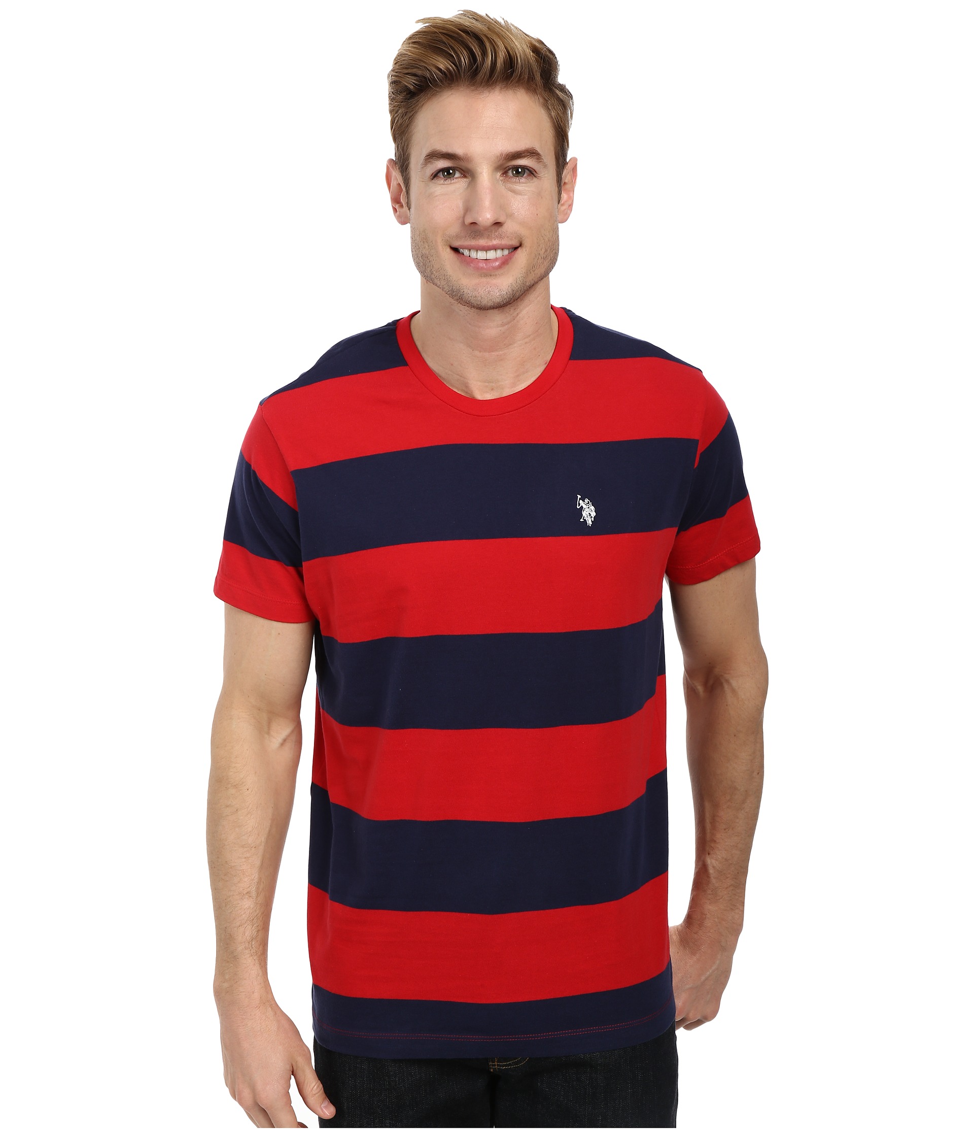 POLO ASSN. Wide Stripe T Shirt Engine Red