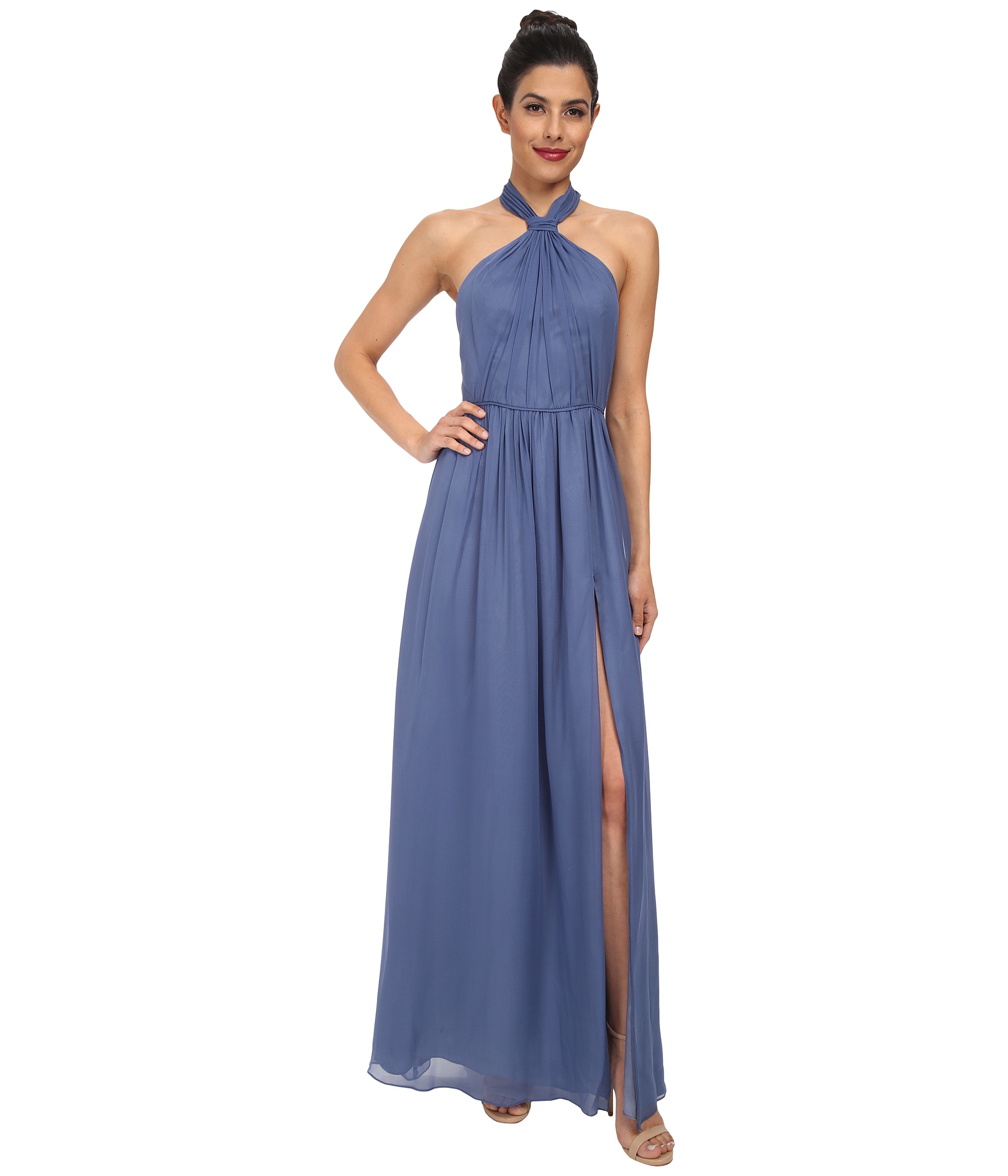 JILL JILL STUART Aurora Knotted Halter Gown French Blue