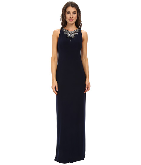 Vince Camuto Ity Gown with Beaded Neck Navy - 6pm.com