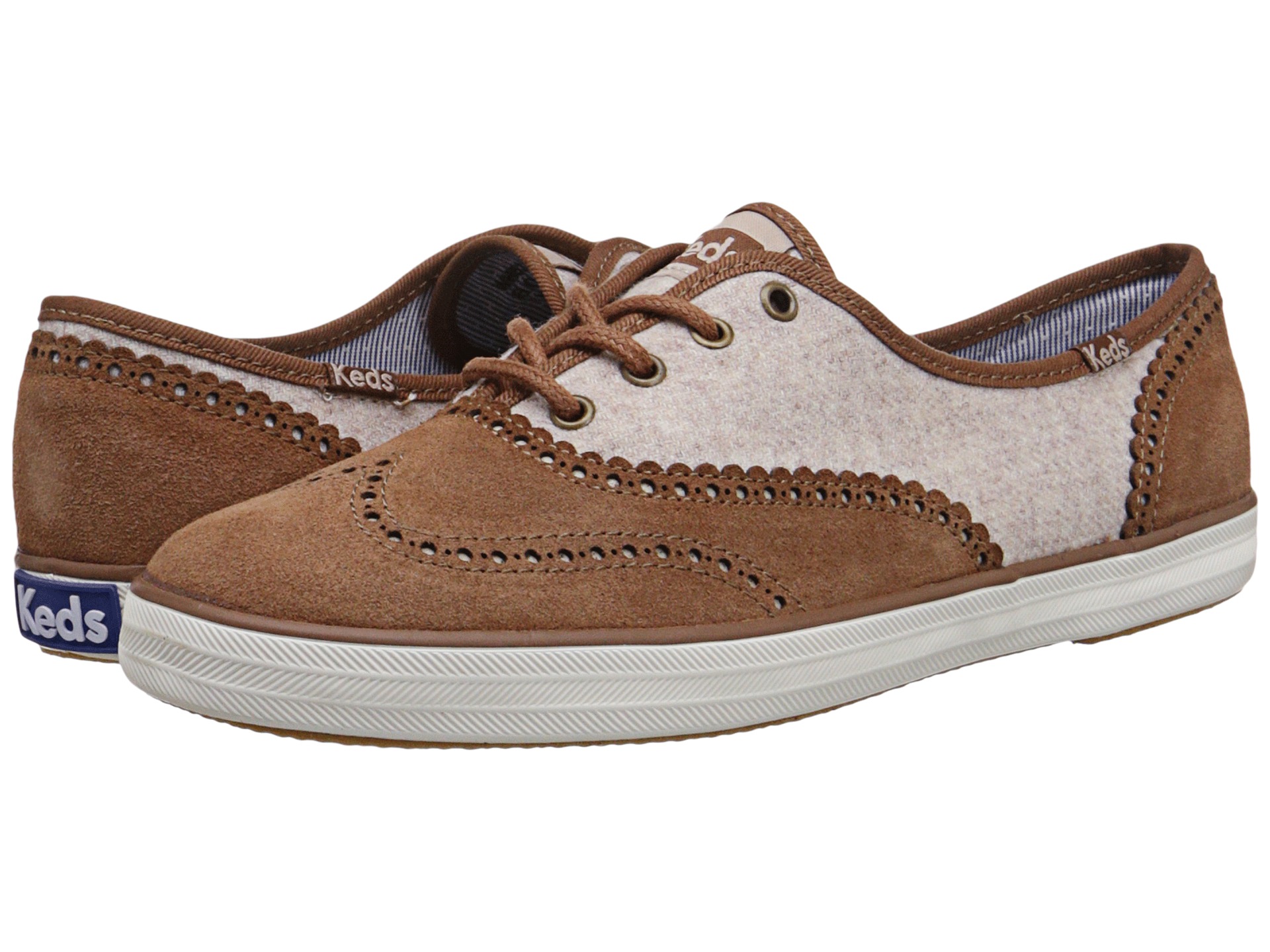 Keds Champion Brogue Tan Heathered Wool Suede