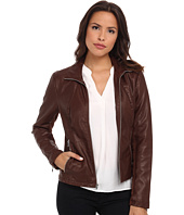 Kenneth Cole New York - Faux Leather Zip Front with Knit Trim