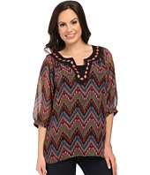 Roper - 9905 Aztec Printed Georgette Peasant Top
