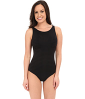 JETS by Jessika Allen - Parallels High Neck Overlay One-Piece Swimsuit