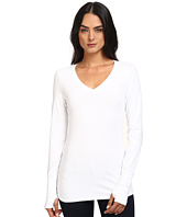 Michael Stars - Cotton Lycra Long Sleeve Vee Neck w/ Thumbholes
