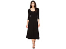 Three-Quarter Sleeve Reversible Scoop Neck Flaired Dress