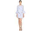 Long Sleeve Striped Ruffle Front Dress