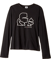 Karl Lagerfeld Kids - Long Sleeve Karl & Choupette Silhouette Tee (Big Kids)