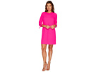 3/4 Tie Sleeve Moss Crepe Shift Dress