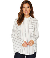 TWO by Vince Camuto - Bell Sleeve Yarn-Dye Stripe Collared Shirt